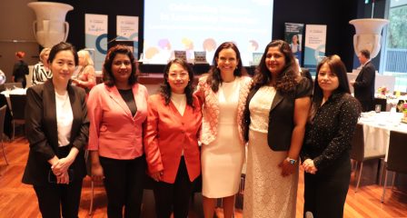 Scholars from Mongolia, Sri Lanka, Nepal and Bhutan with Stephanie Copus Campbell,