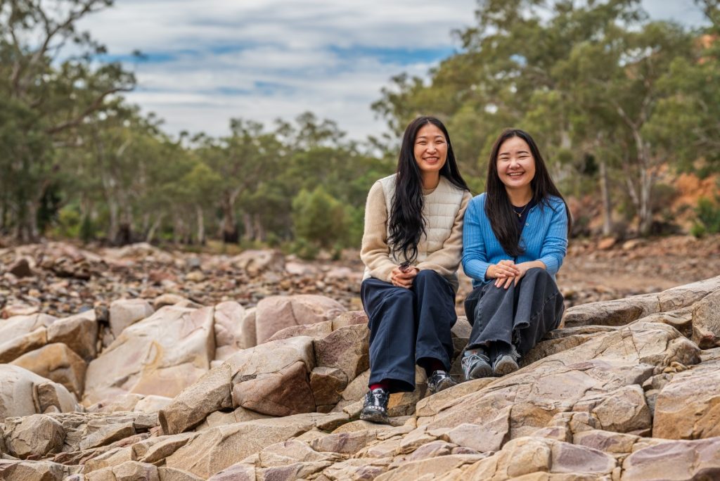 Suvd-Erdene (right) pictured with fellow Mongolian scholar Oyuntugs Tegsheebaatar at the Ikara-Flinders Ranges National Park.