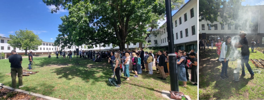 Scenes from the Welcome to Country and Smoking Ceremony held on the ANU CLGP lawns.